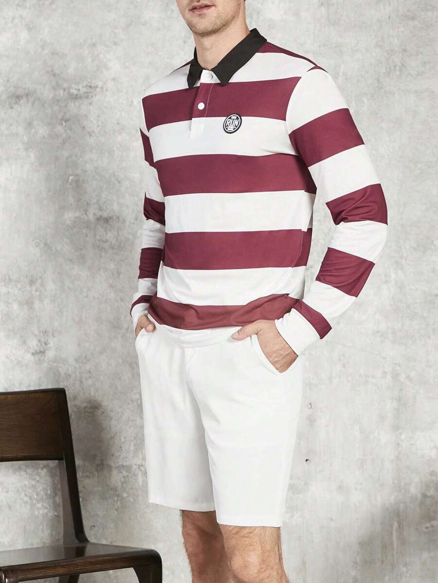 Manfinity VCAY Men Letter Patched Polo Tee & Shorts - Multicolor - View 1