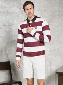 Manfinity VCAY Men Letter Patched Polo Tee & Shorts - Multicolor - View 4