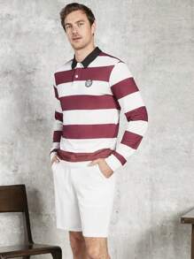 Manfinity VCAY Men Letter Patched Polo Tee & Shorts - Multicolor - View 7