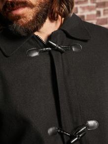 Manfinity VCAY Loose Fit Men's Horn Buckle Front Duffle Overcoat - Black - View 7