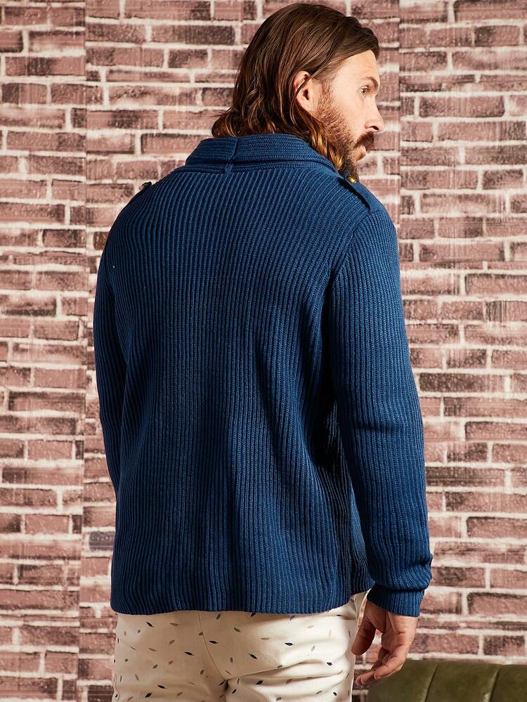 Men Double Breasted Solid Cardigan