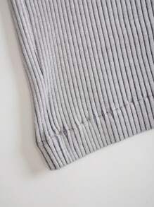 VaVaBold 條紋圖案前紐扣開襟衫&下擺開叉針織短裙 - 淺灰色 - 查看 6