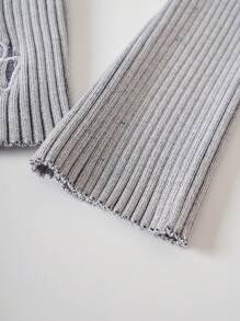 VaVaBold 條紋圖案前紐扣開襟衫&下擺開叉針織短裙 - 淺灰色 - 查看 8