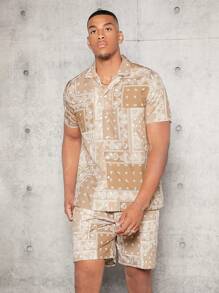 Manfinity VCAY Nam In hoa Paisley Áo sơ mi & Eo dây rút Quần short Without Tee - Nhiều màu - Xem 3