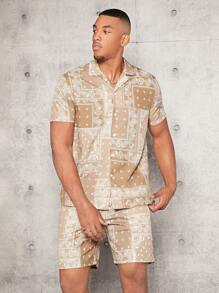 Manfinity VCAY Nam In hoa Paisley Áo sơ mi & Eo dây rút Quần short Without Tee - Nhiều màu - Xem 4