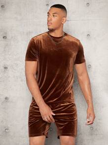 Manfinity AFTRDRK Nam Thêu Chữ Áo thun & Eo dây rút Quần short - Màu nâu Sô-cô-la - Xem 1