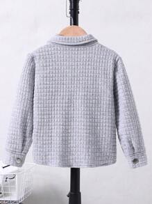 SHEIN Young Boy 1pc Flap Pocket Button Front Coat - Grey - View 2