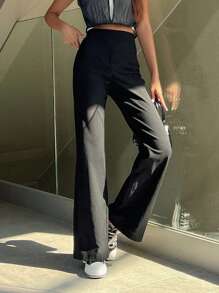 DAZY Solid Flare Leg Pants,Women Dress Pants - Black - View 8