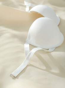 SHEIN Women's White Plain Strapless Bralette With Cut Out Details Casual Comfy Medium Stretch Fabric Top - White - View 4