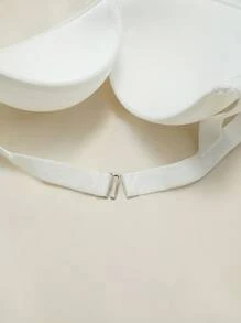 SHEIN Women's White Plain Strapless Bralette With Cut Out Details Casual Comfy Medium Stretch Fabric Top - White - View 5