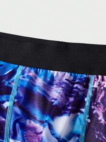 男士圖案印花織帶拼接平角內褲 - 彩色 - 查看 4