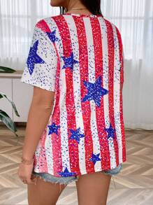 SHEIN LUNE 大碼美式T恤 - 彩色 - 查看 2