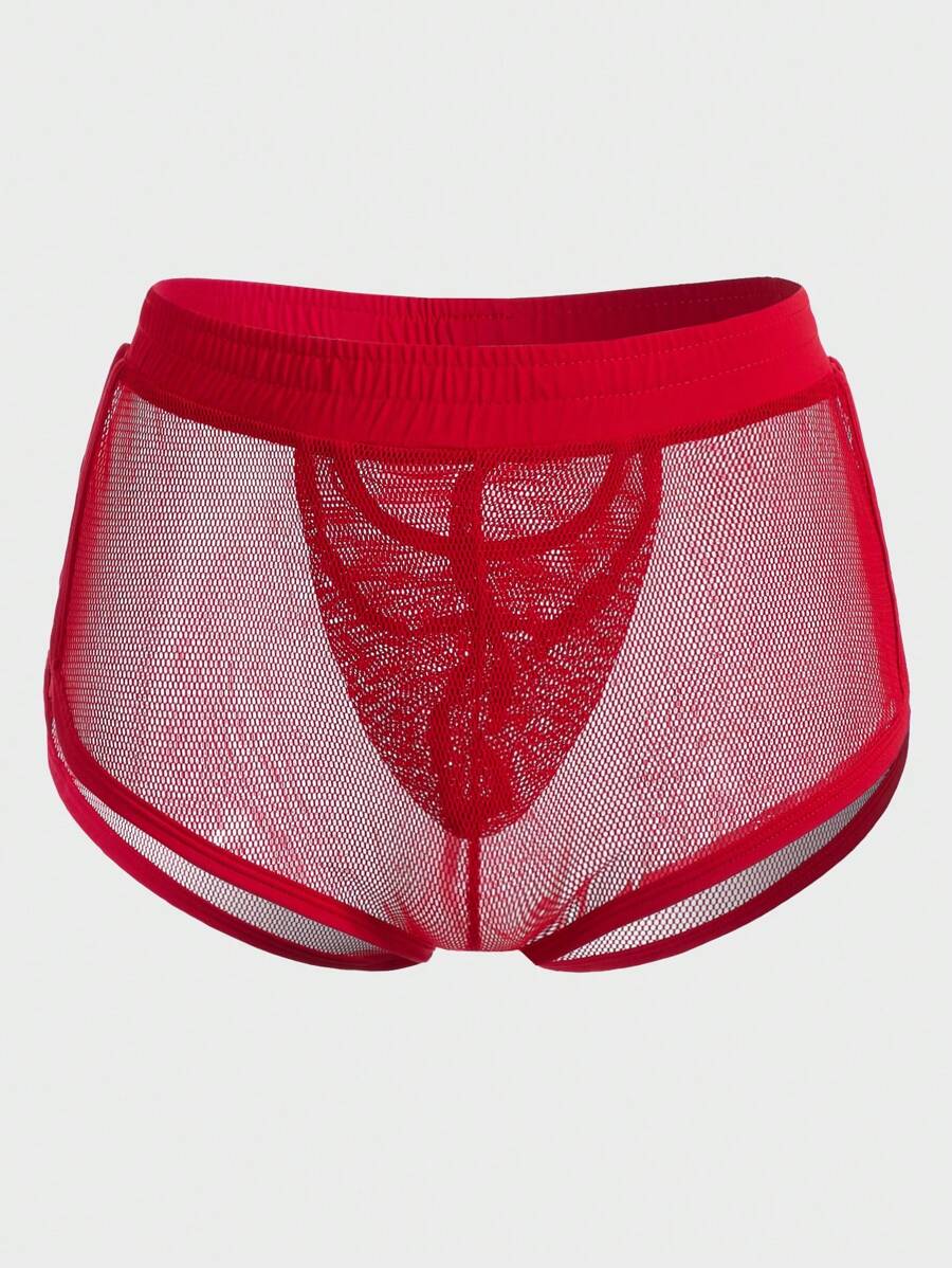 男士透視網紗平角內褲