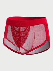 男士透視網紗平角內褲