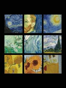 SHEIN EZwear 加大码油画印花抽绳保暖内衬卫衣 - 黑色 - 查看 3