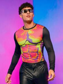 FeverCity Hombres Camiseta mapa de calor corporal con estampado - Multicolor - Ver 4