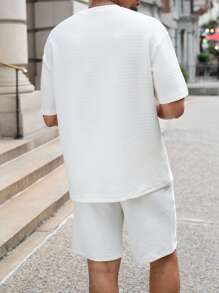 Manfinity Hypemode Nam Chất rắn Áo thả vai  & Quần short - Màu be - Xem 2