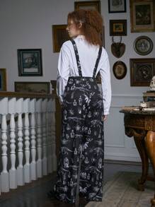 ROMWE Academia Allover Print Overall Jumpsuit Without Blouse, School