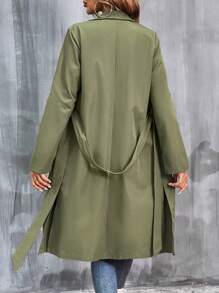 SHEIN LUNE 捲邊袖開門襟外套 - 青檸色 - 查看 2