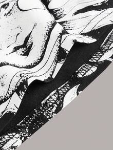 Herminedecrayon Goth Top bandeau con estampado de sol y luna - Blanco y Negro - Ver 3