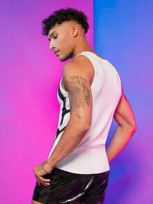 FeverCity Men Letter Graphic Tank Top - White - View 2