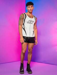 FeverCity Men Letter Graphic Tank Top - White - View 5