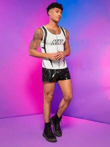 FeverCity Men Letter Graphic Tank Top - White - View 6