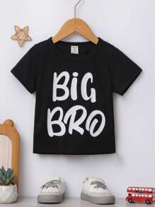 SHEIN 男嬰字母圖案T恤 - 彩色 - 查看 1