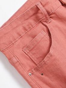 Manfinity EMRG Nam Thư được vá Rách Quần short Denim - Màu Hồng  San hô - Xem 4