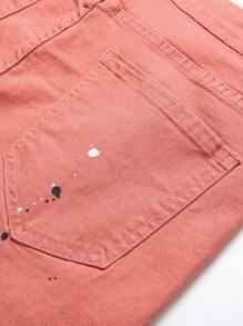 Manfinity EMRG Nam Thư được vá Rách Quần short Denim - Màu Hồng  San hô - Xem 6