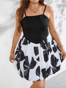 Celure Hơn In nơ Quả bóng bay Váy Dây - Đen và trắng - Xem 5