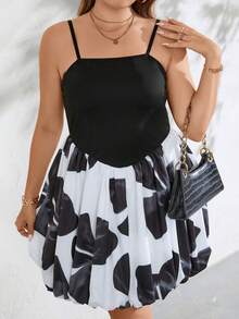 Celure Hơn In nơ Quả bóng bay Váy Dây - Đen và trắng - Xem 3