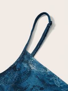 ROMWE PUNK Floral & Paisley Print Cami Top & Asymmetrical Hem Skirt - Multicolor - View 3