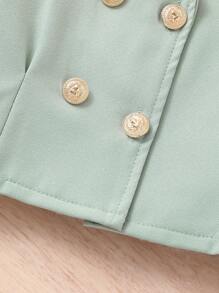 SHEIN Young Girl Puff Sleeve Blouse & Shorts & Ruffle Trim Cami Top - Multicolor - View 8