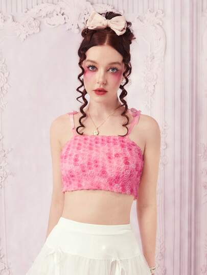 3D Rose Patched Cami Top