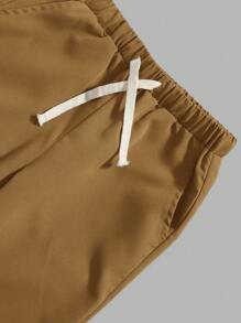 SHEIN Little Byeori 男小童獅子和字母圖案T恤&腰部抽繩長褲 - 棕色 - 查看 5