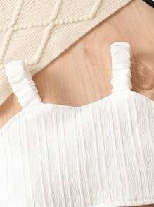 SHEIN 女嬰挖肩喇叭袖上衣&翻蓋細節半身裙