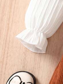 SHEIN 女嬰挖肩喇叭袖上衣&翻蓋細節半身裙