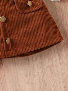 SHEIN 女嬰挖肩喇叭袖上衣&翻蓋細節半身裙