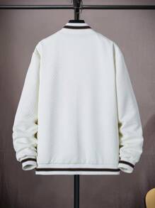 Aesthetic Post Áo khoác Nam Nút phía trước Lá thư - Màu be - Xem 2
