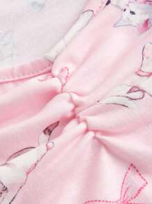 ROMWE Kawaii Đồ họa Hoạt hình Xù Cắt ra phía trước Áo thun - Hồng - Xem 3