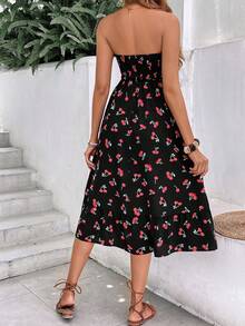 SHEIN VCAY In Anh đào Xù Hoa Sen Váy ống - Nhiều màu - Xem 2