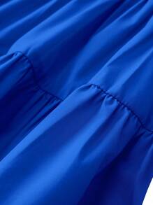 SHEIN Leap Crew Baby Girl Ruffle Trim Square Neck Ruffle Hem Dress - Blue - View 6