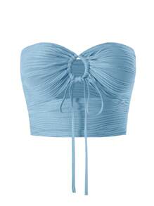 SHEIN Unity Drawstring Ruched Cut Out Front Crop Tube Top