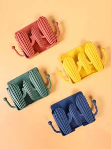 1pc Random Cactus-shaped Wall-mounted Phone Holder, Remote Control Box, Adhesive Bathroom Shelf, Wall Hook For Storage - Multicolor - View 2