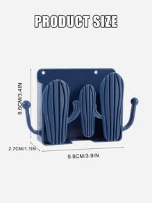 1pc Random Cactus-shaped Wall-mounted Phone Holder, Remote Control Box, Adhesive Bathroom Shelf, Wall Hook For Storage - Multicolor - View 4