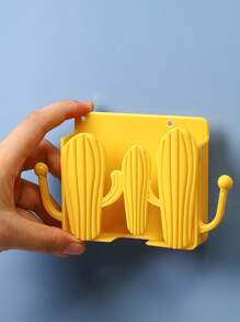 1pc Random Cactus-shaped Wall-mounted Phone Holder, Remote Control Box, Adhesive Bathroom Shelf, Wall Hook For Storage - Multicolor - View 6