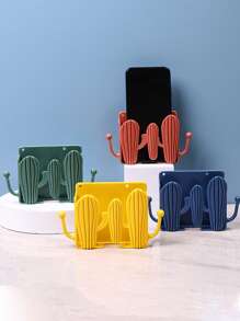 1pc Random Cactus-shaped Wall-mounted Phone Holder, Remote Control Box, Adhesive Bathroom Shelf, Wall Hook For Storage - Multicolor - View 7