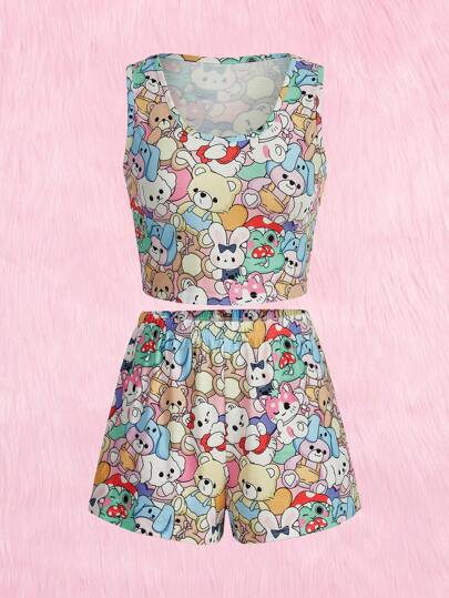 Kawaii Cartoon Graphic PJ Set