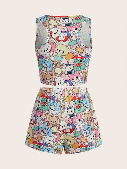Kawaii Cartoon Graphic PJ Set